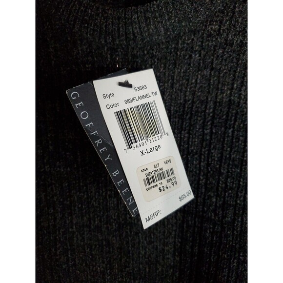 Geoffrey Beene Men's Black/Charcoal Long Sleeve Sweater Size XL Extra Soft NWT - Picture 5 of 7